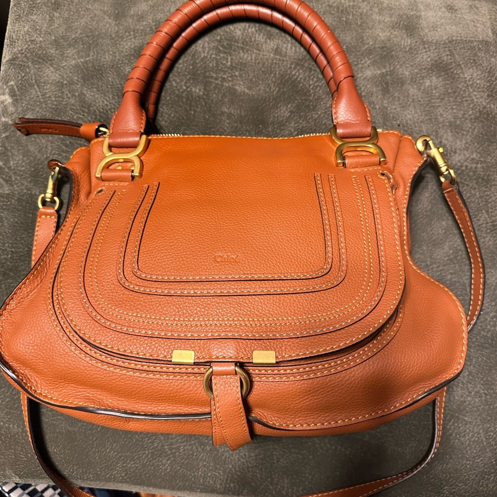 NWOT Chloe Medium Tan Marcie Double Carry